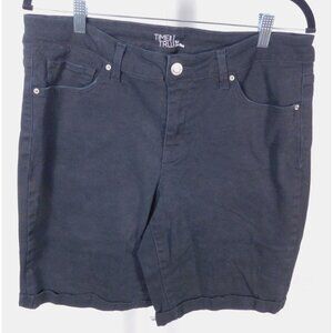 Time And Tru Womens Mid-Rise Black Denim Shorts Size 14